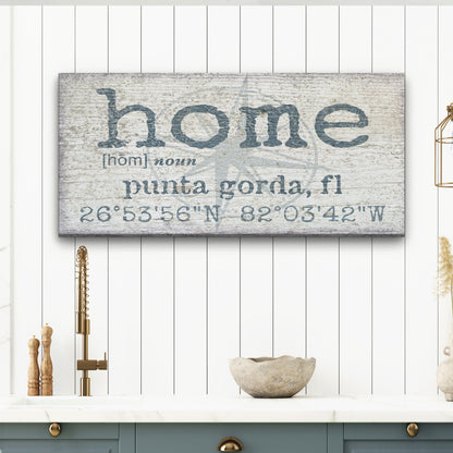 Personalized Home Compass Coordinates Canvas Wall Sign