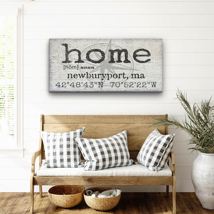 Personalized Home Compass Coordinates Canvas Wall Sign
