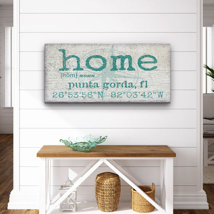 Personalized Home Compass Coordinates Canvas Wall Sign