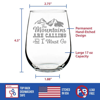 Mountains Are Calling Stemless Wine Glass (17 oz)