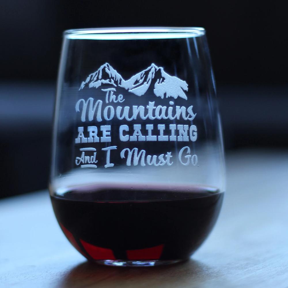 Mountains Are Calling Stemless Wine Glass (17 oz)