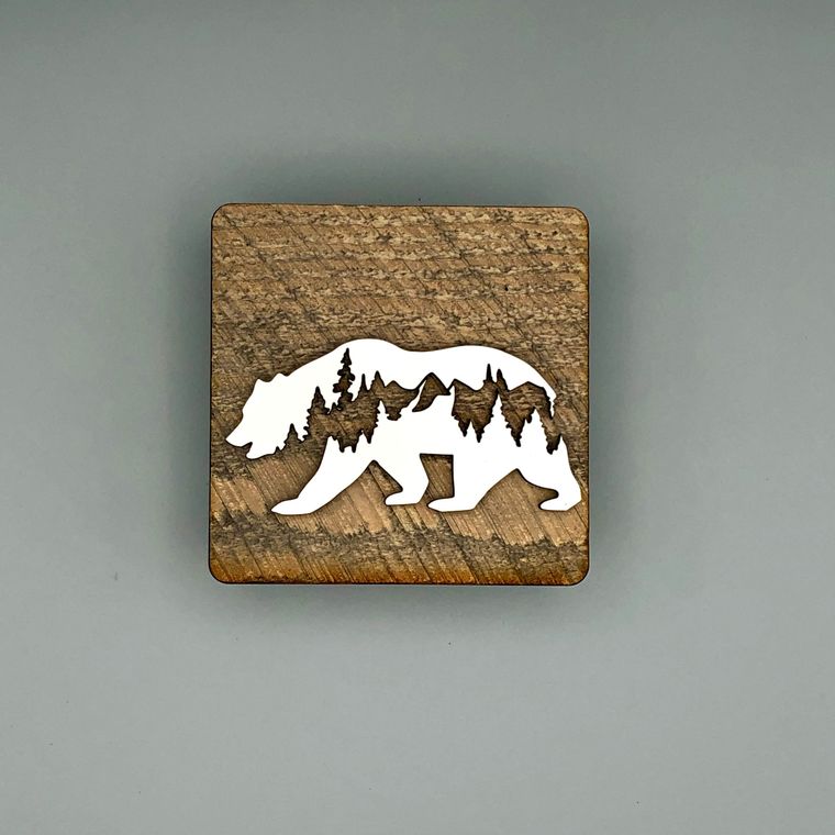 Rustic Bear with Mountain Shelf Decor