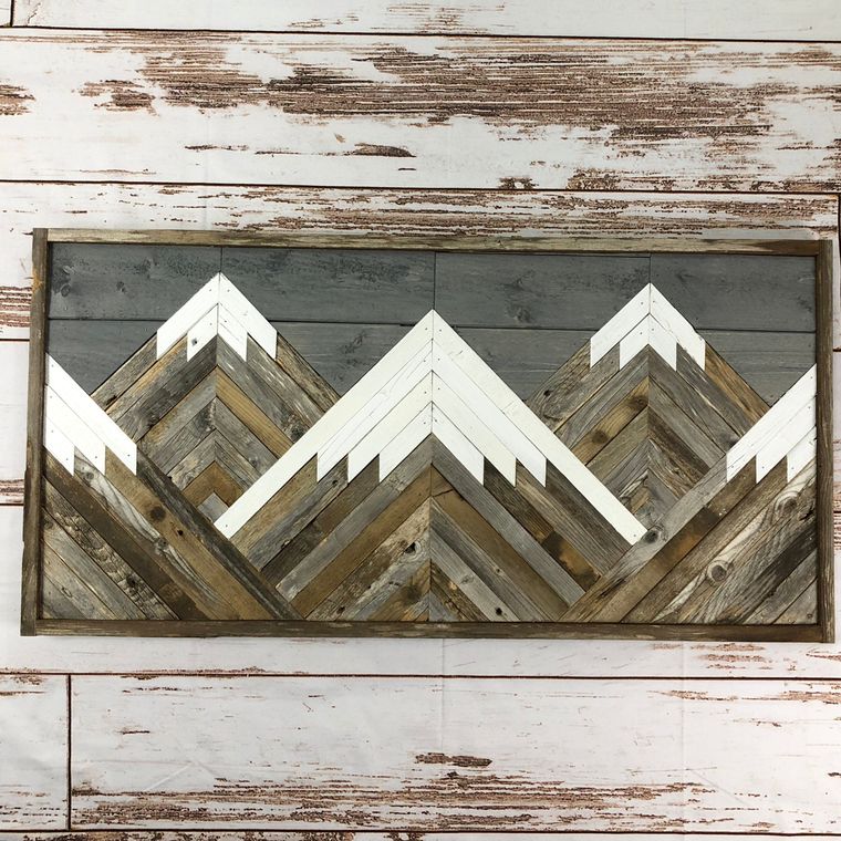 Rustic Mountain Tops with Grey Sky Wall Art 12X24 Inch