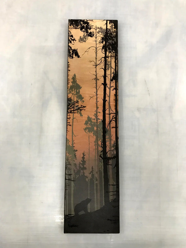 Mountain Bear - Burned Wood Print