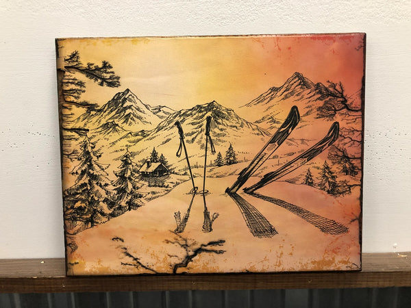 Ski Patrol - Burned Wood Print Artwork