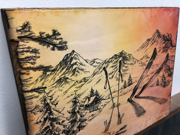 Ski Patrol - Burned Wood Print