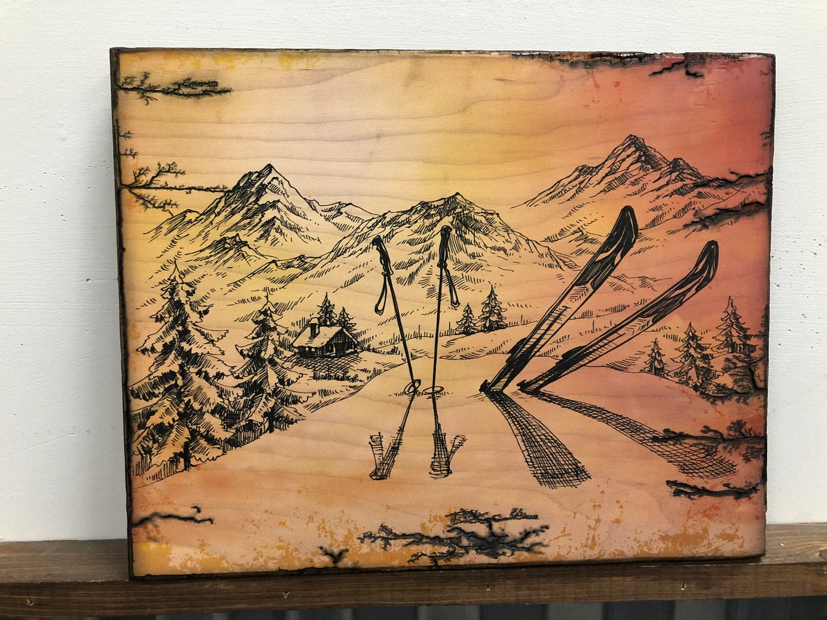 Ski Patrol - Burned Wood Print Artwork