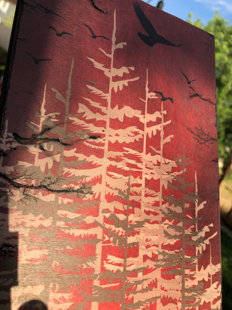 Trees in Forest - Burned Wood Print Artwork