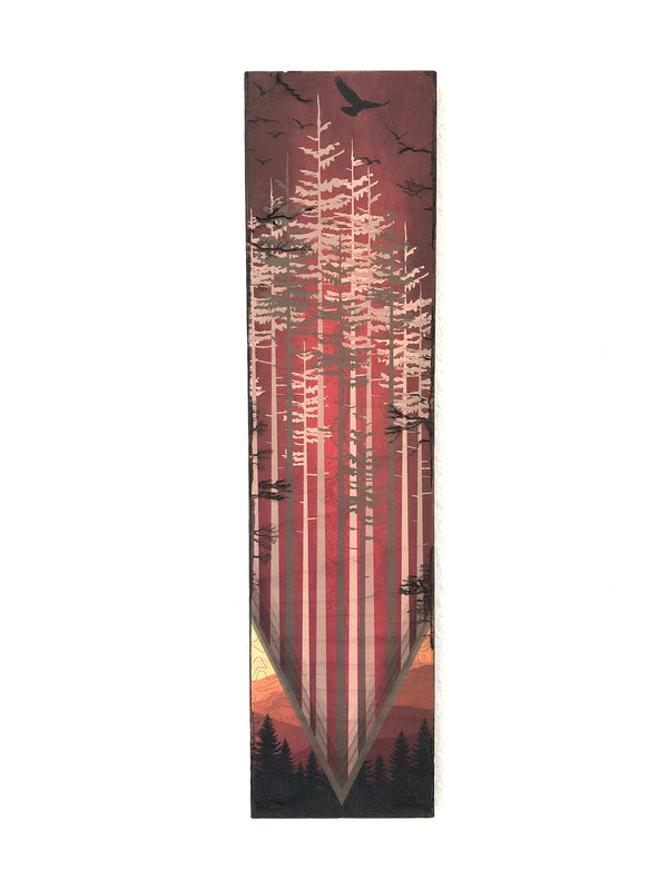 Trees in Forest - Burned Wood Print