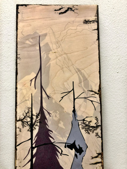 Winter Trees - Burned Wood Print Artwork