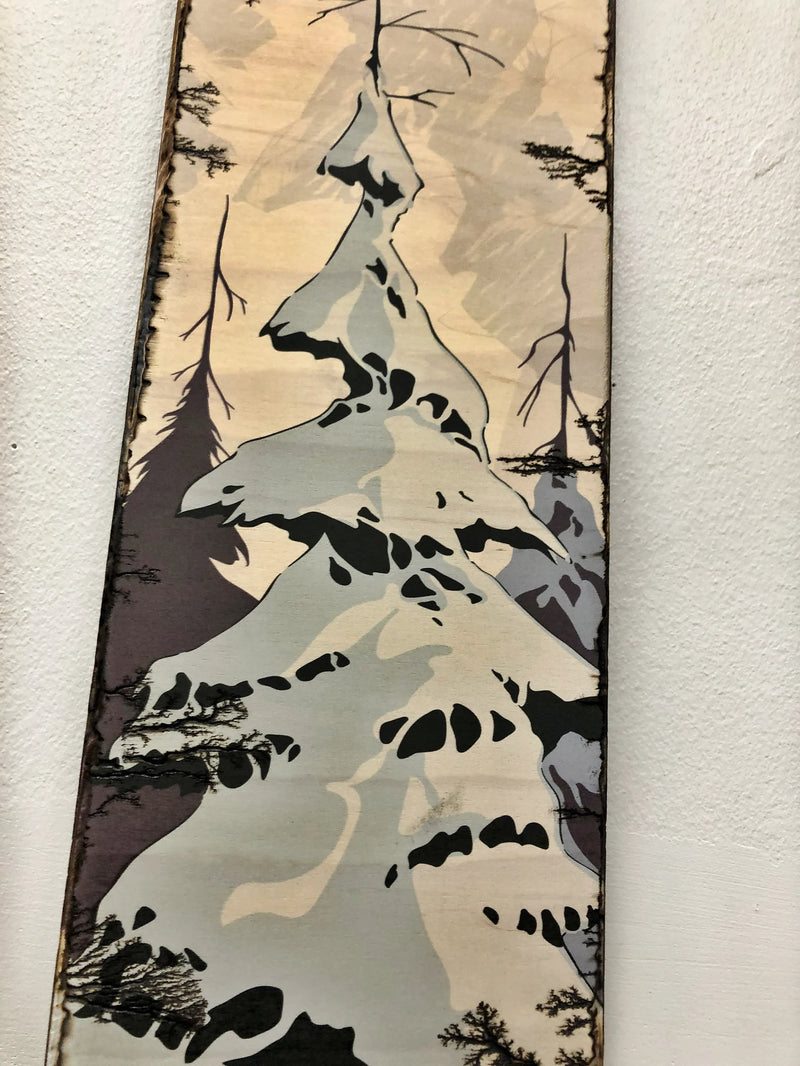 Winter Trees - Burned Wood Print Artwork