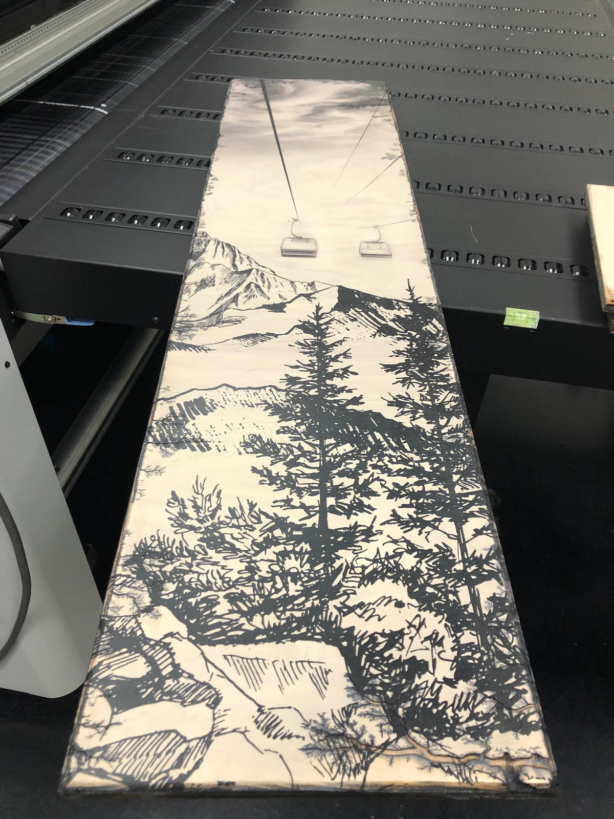 Winter Chairlift - Burned Wood Print Artwork