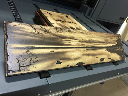 Silver Lake Tahoe - Burned Wood Print Artwork