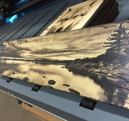 Silver Lake Tahoe - Burned Wood Print Artwork